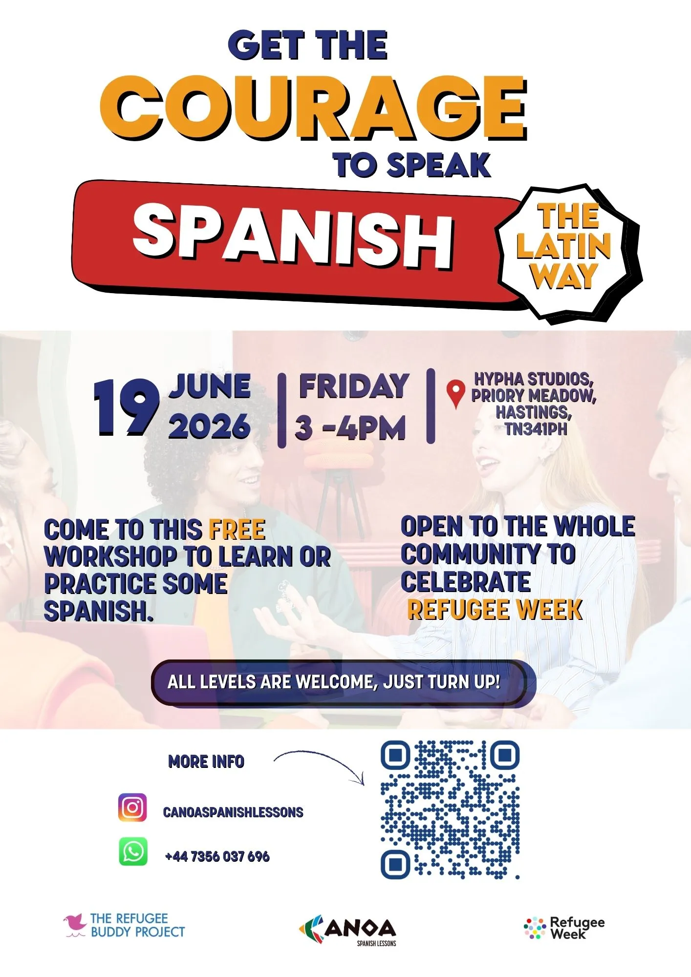 Refugee Week workshop flyer for Canoa Spanish