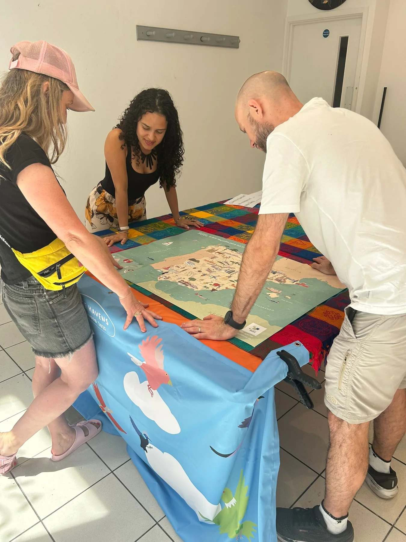People taking part in a map-based group activity
